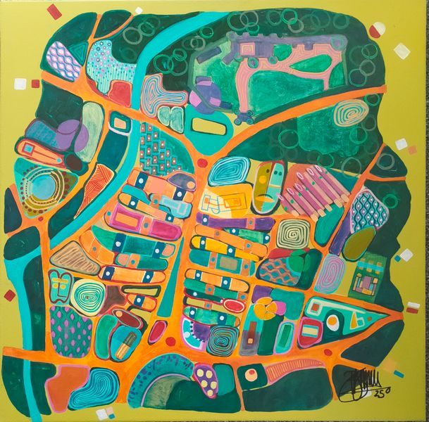 A colourful abstract map of Skipton, North Yorkshire