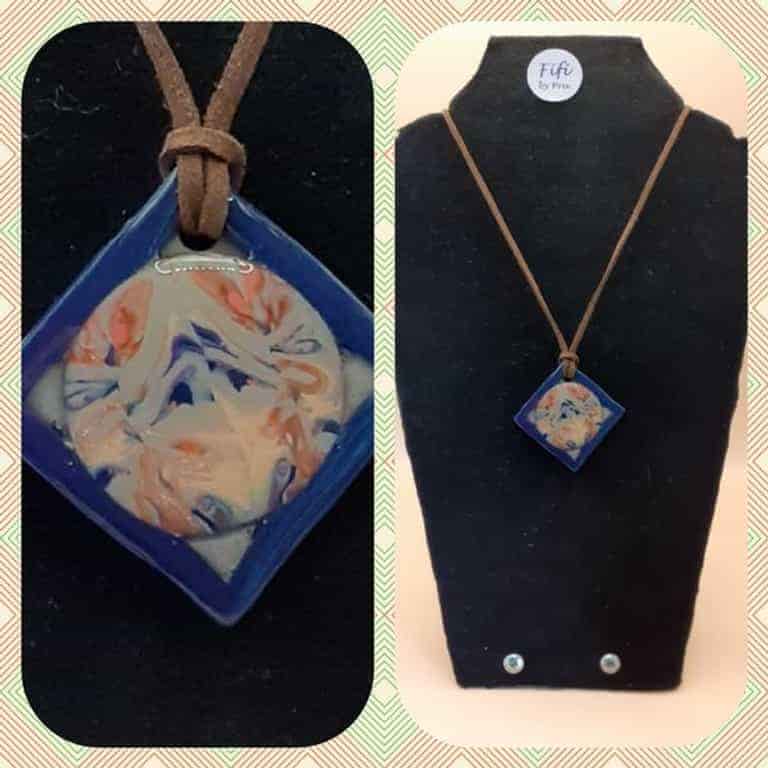 Purple, grey and red pendant