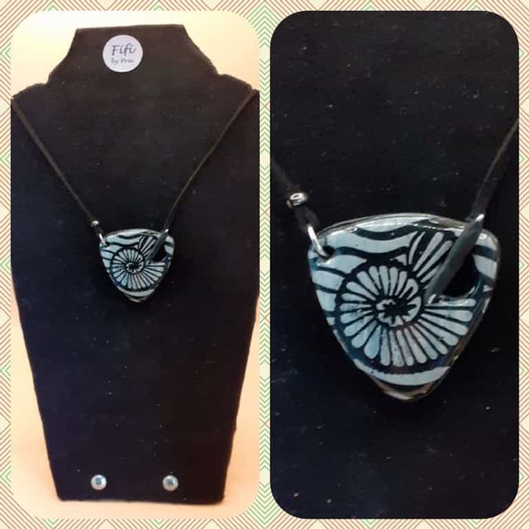 Black and white shell pendant