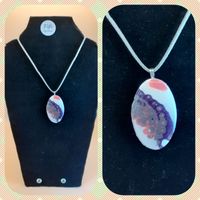 Purple, grey and pink oval mokume gane pendant
