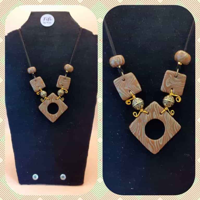 Faux wooden necklace