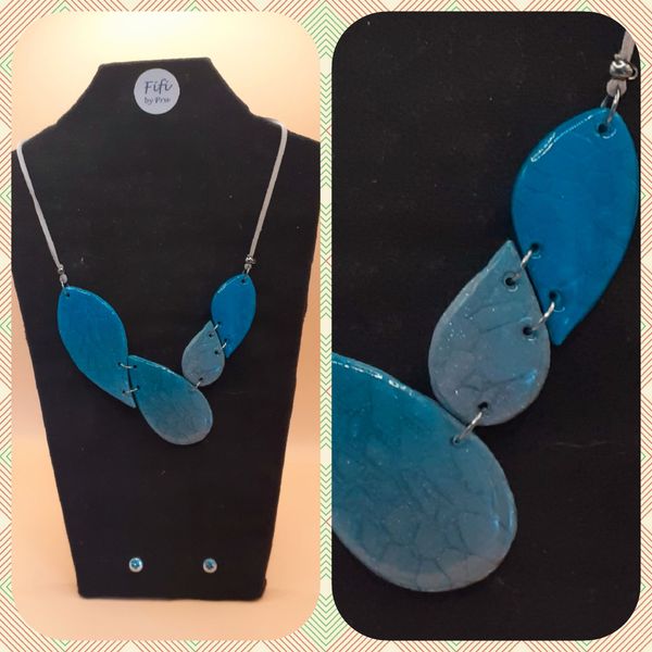 Turquoise and grey mica shift necklace