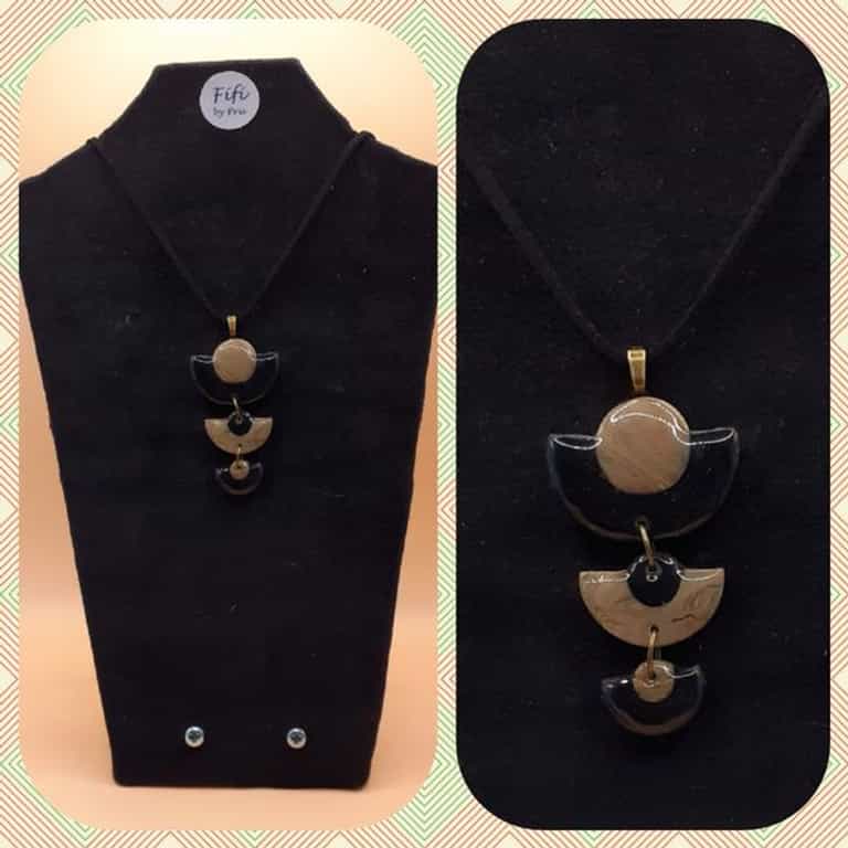 Black gold half moon pendant