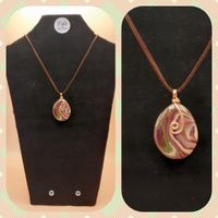 Red cream wire wrapped pendant