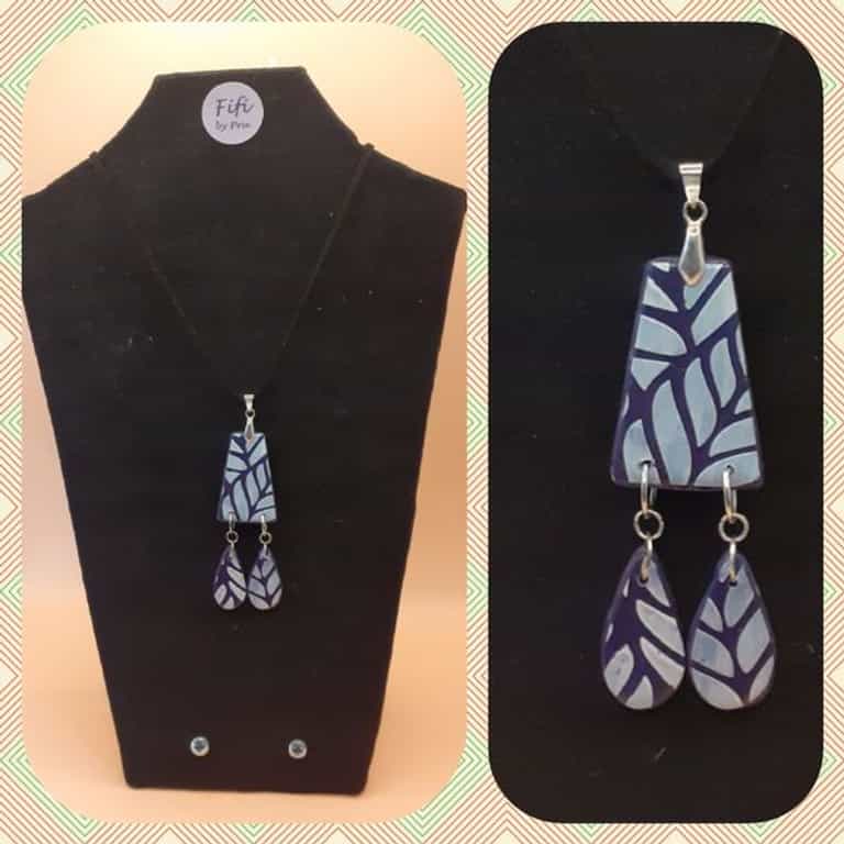 Purple and white drop pendant