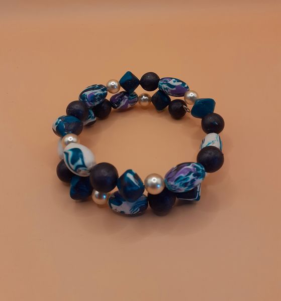 Lilac white turquoise bead bracelet - Bracelet thumbnail
