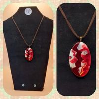Dark red mokume gane pendant