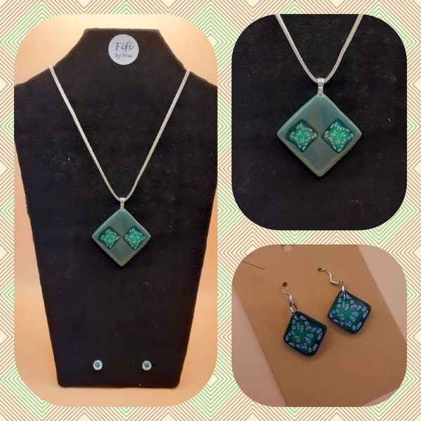 Mossy Green diamond set - Jewellery set thumbnail
