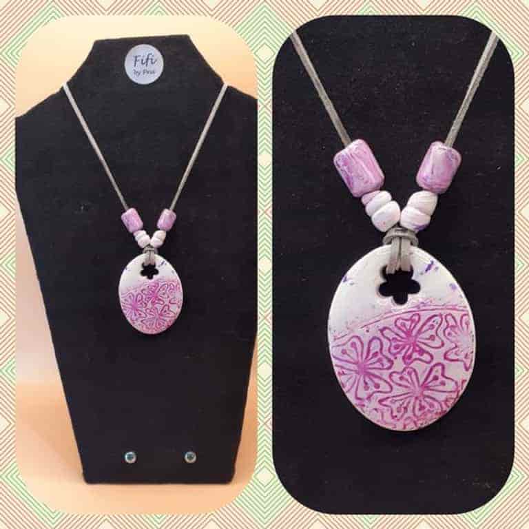 Pink white oval