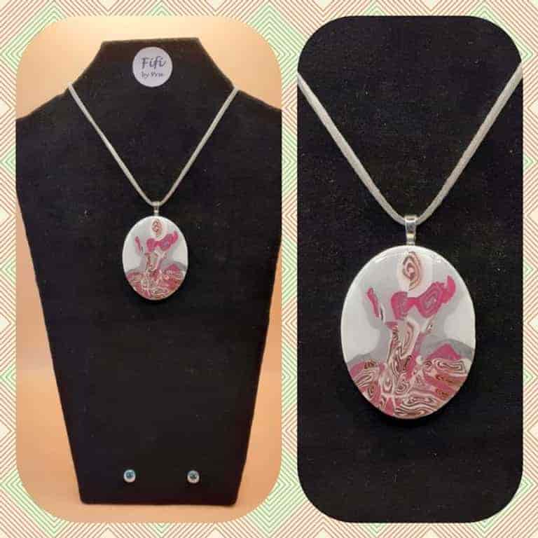 Pink grey oval