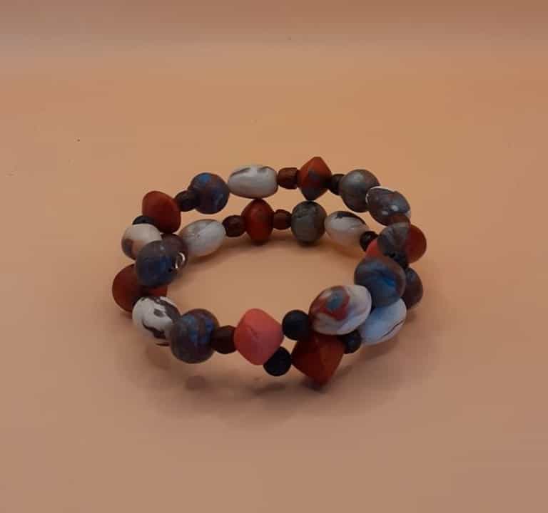 Brown grey bead bracelet