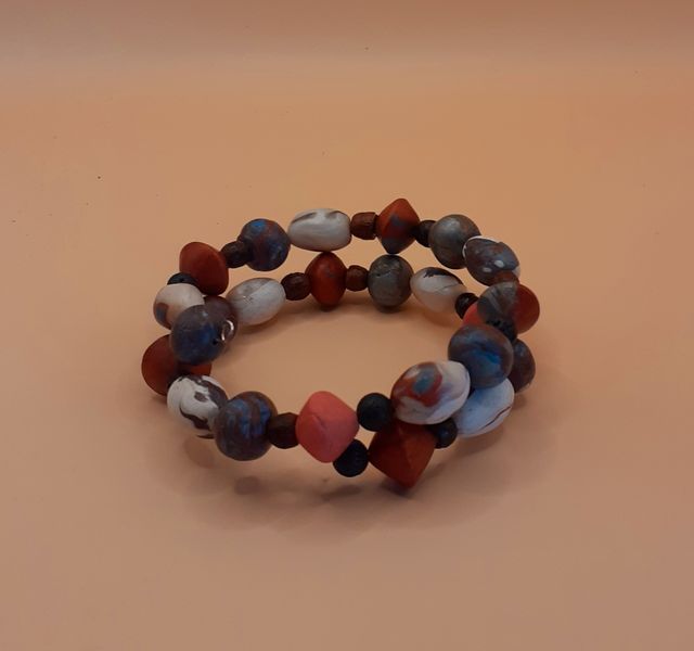 Brown grey bead bracelet - Bracelet thumbnail