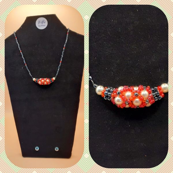 Red black pearl beads