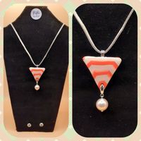 Pink Grey and pearl pendant