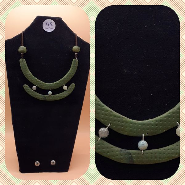 Faux jade band necklace