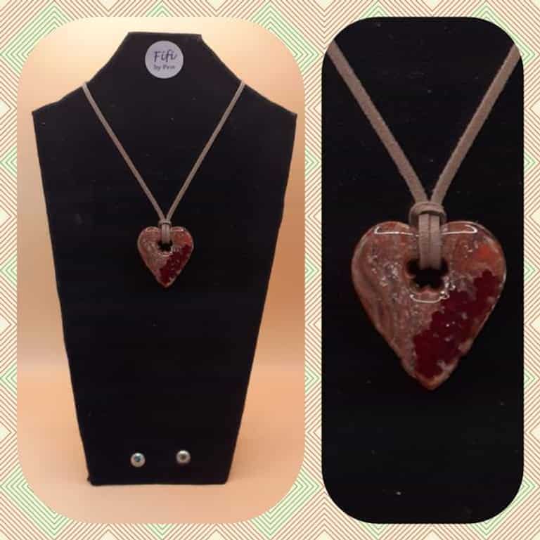 Burgundy heart with red flowers