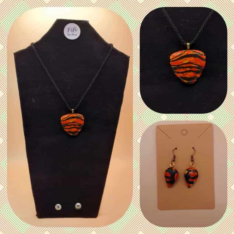 Flame necklace and earrings