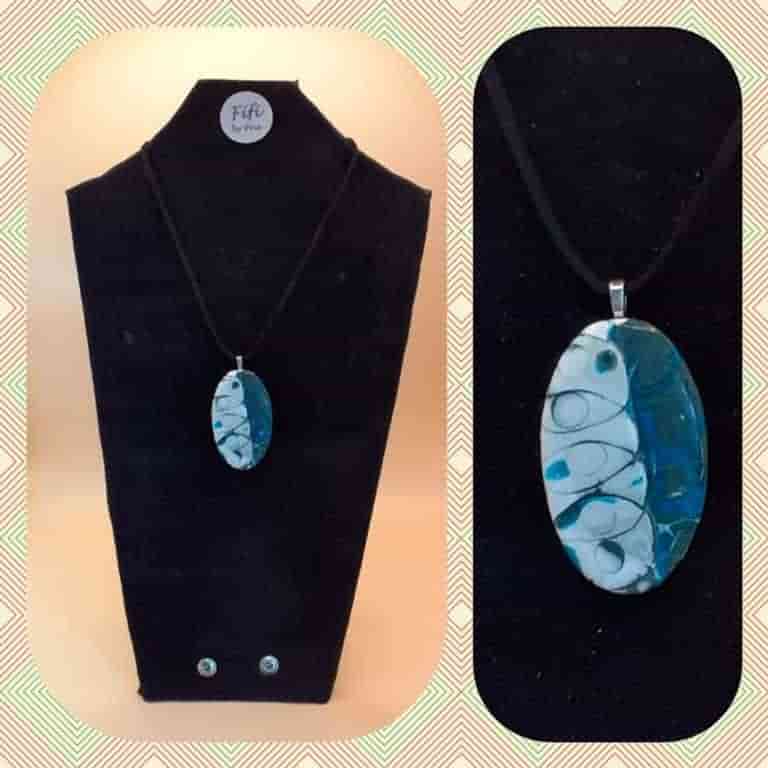Turquoise and white mokume gane