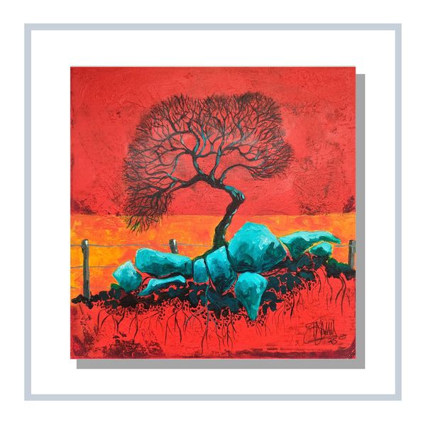 canvas painting in deep set frame