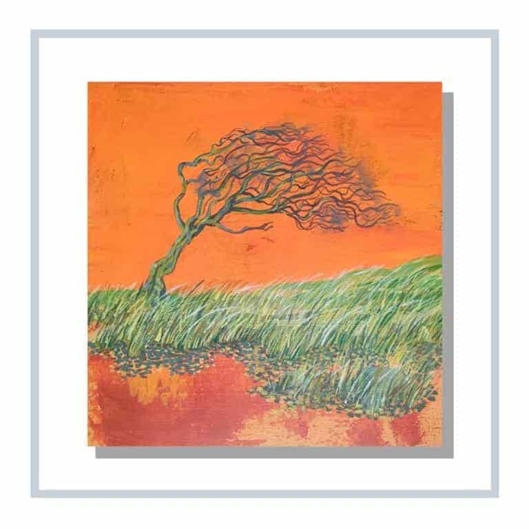 canvas painting in deep set frame