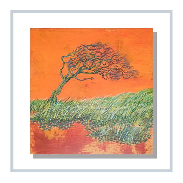 canvas painting in deep set frame