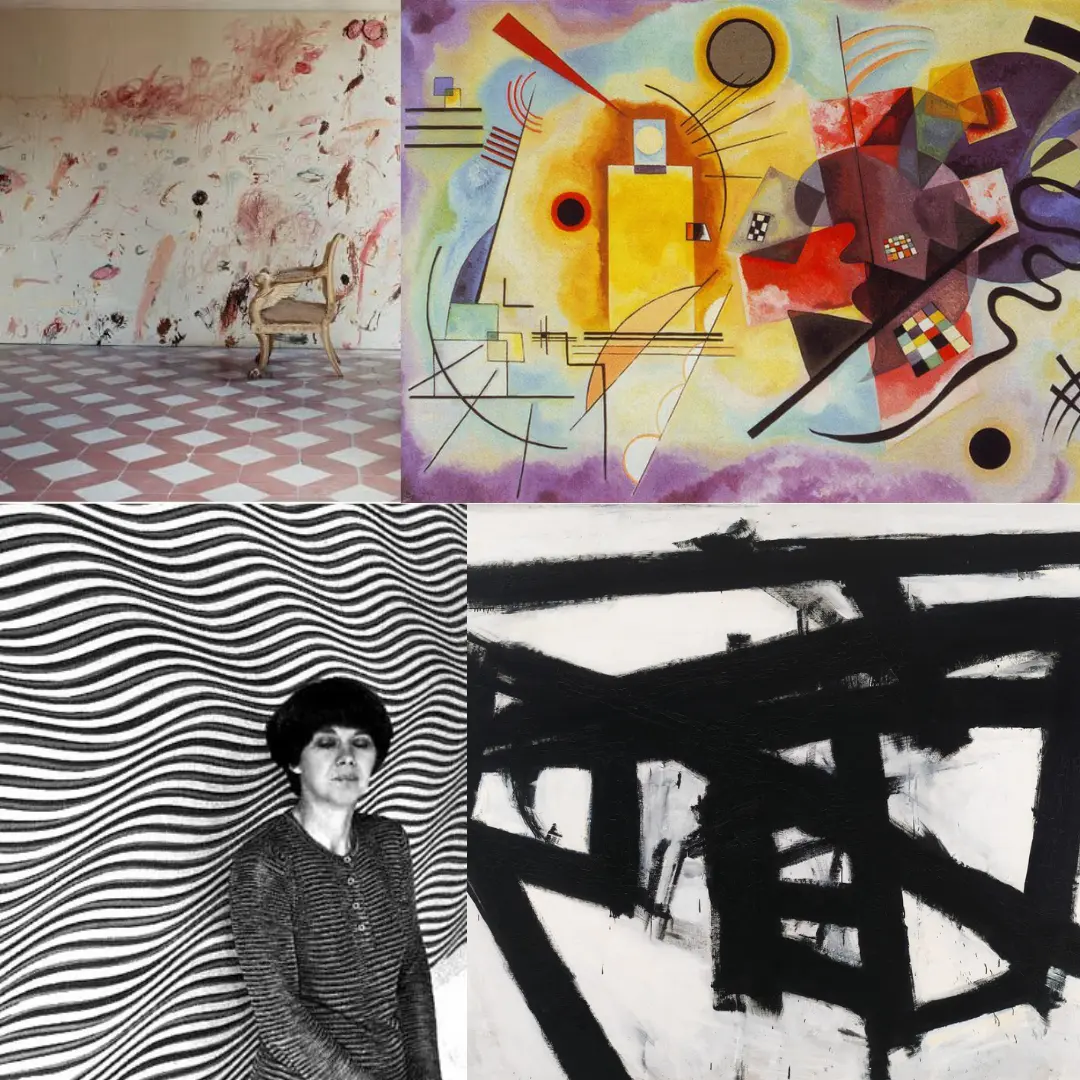 Bridget Riley, Cy Twombly, Kandinsky, Franz Kline artworks
