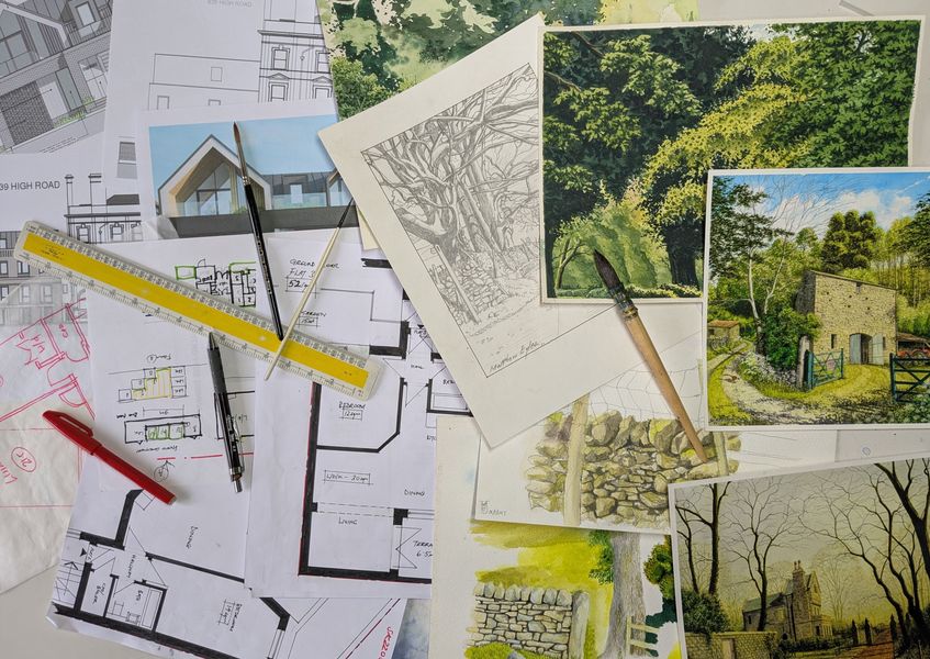 A drawing board bridging two parts of my life — from architecture to art.