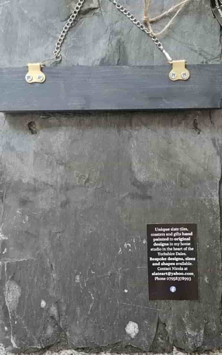 Reverse side of the slate, showing chain attachement