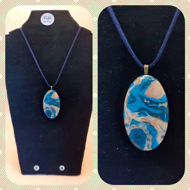 Blue and gold mokume gane pendant