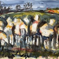 Eighth state - adding more definition to background and sheep.