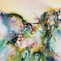 Ecosystem - bubble of life by Bev Parker of Cum-bye arts, mixed media watercolour