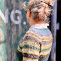 Top down, raglan colour work twisted stitch