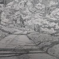Havernook Lane - Summer. An original drawing by Matthew Eyles