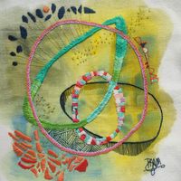 hand embroidered art cushion Joy of Life #2