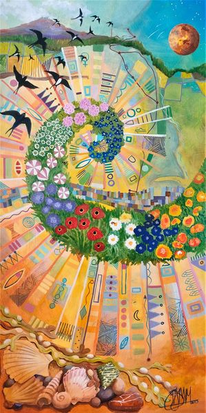 A journey up the A68 to Fife in summer. Swallows, meadow flowers and sea shells