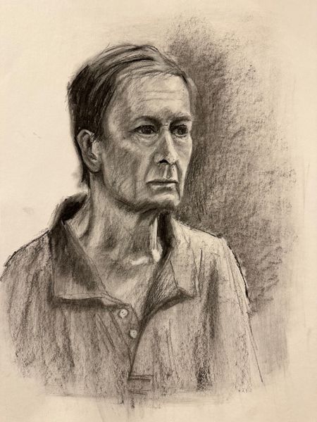Portrait in charcoal at Leeds Drawing Club by Jonathan Little