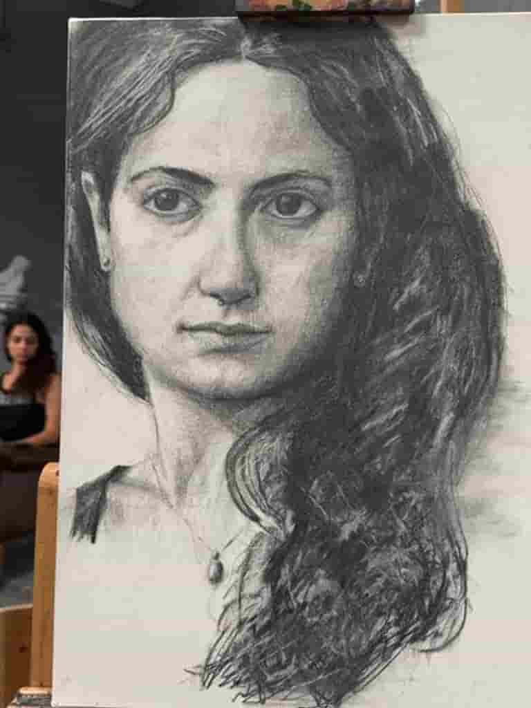 Stephen Bauman at Workshops in Yorkshire, Gaia study in graphite