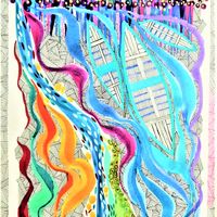 Amazon, river boats colourfyl abstract