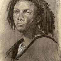 Charcoal portrait study after a drawing by Colleen Barry by Jonathan Little