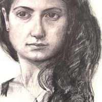 Gaia Portrait in Graphite by Jonathan Little, drawn at Workshops in Yorkshire with Stephen Bauman