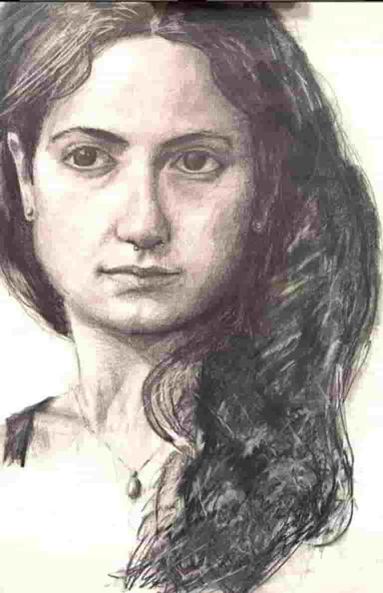 Gaia Portrait in Graphite by Jonathan Little, drawn at Workshops in Yorkshire with Stephen Bauman