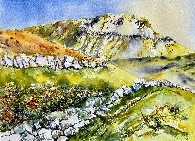 “Pen-Y-Ghent pastures” is a focus on the wide open spaces surrounding Yorkshires iconic Three Peaks it was produced for the Legends of the Land exhibition at Craven Arts House, Skipton