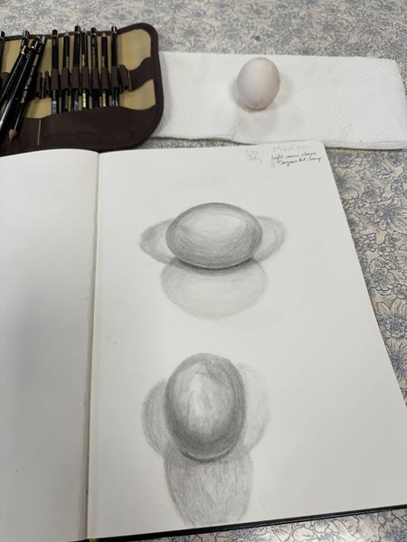 Pencil Study of an egg at Gargrave Art Group by Jonathan Little