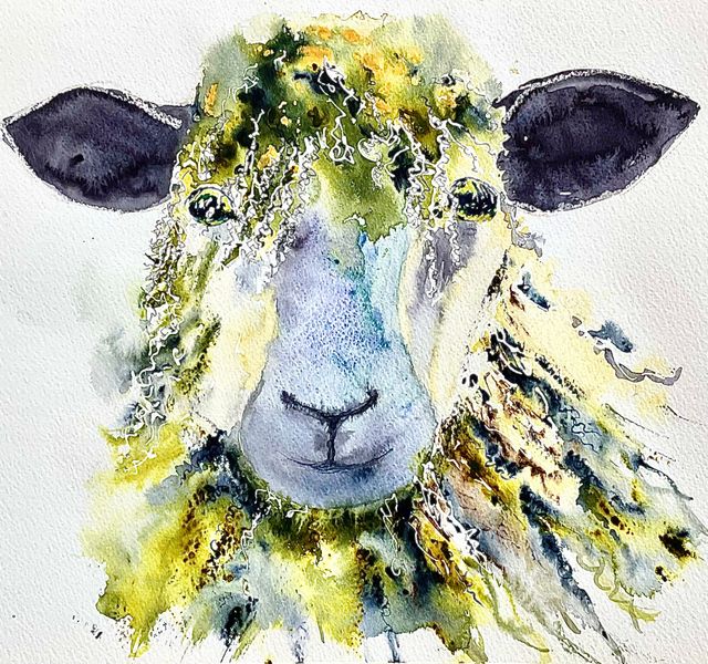 Wensleydale sheep by Bev Parker of Cum-bye Arts