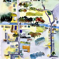 Higherlands - Gargrave by Bev Parker an aerial view north of the river, taking in West Street and Higherlands area