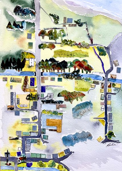 Higherlands - Gargrave by Bev Parker an aerial view north of the river, taking in West Street and Higherlands area