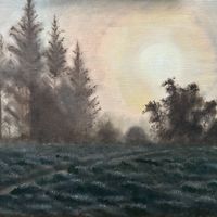 Mist in the Yorkshire Dales, original oil painting using a ZORN palette, Oil on Linen by Jonathan Little