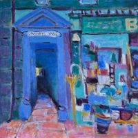 Oil painting of Manbys Yard Skipton