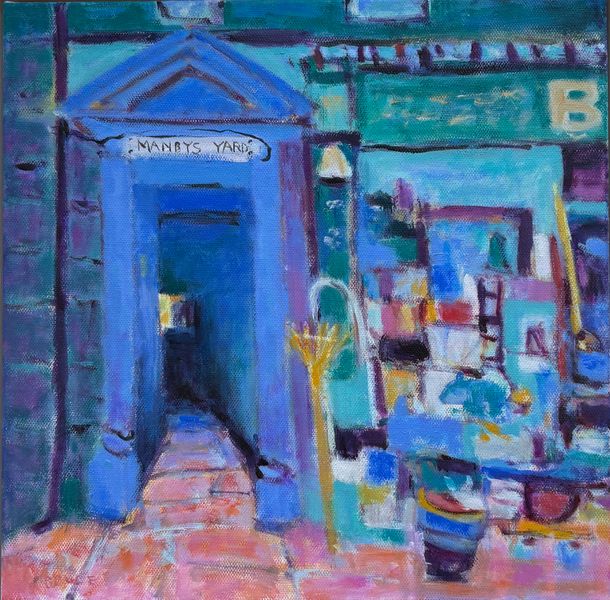 Oil painting of Manbys Yard Skipton
