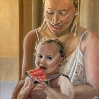 Mama and James, Portrait, original oils by Jonathan Little